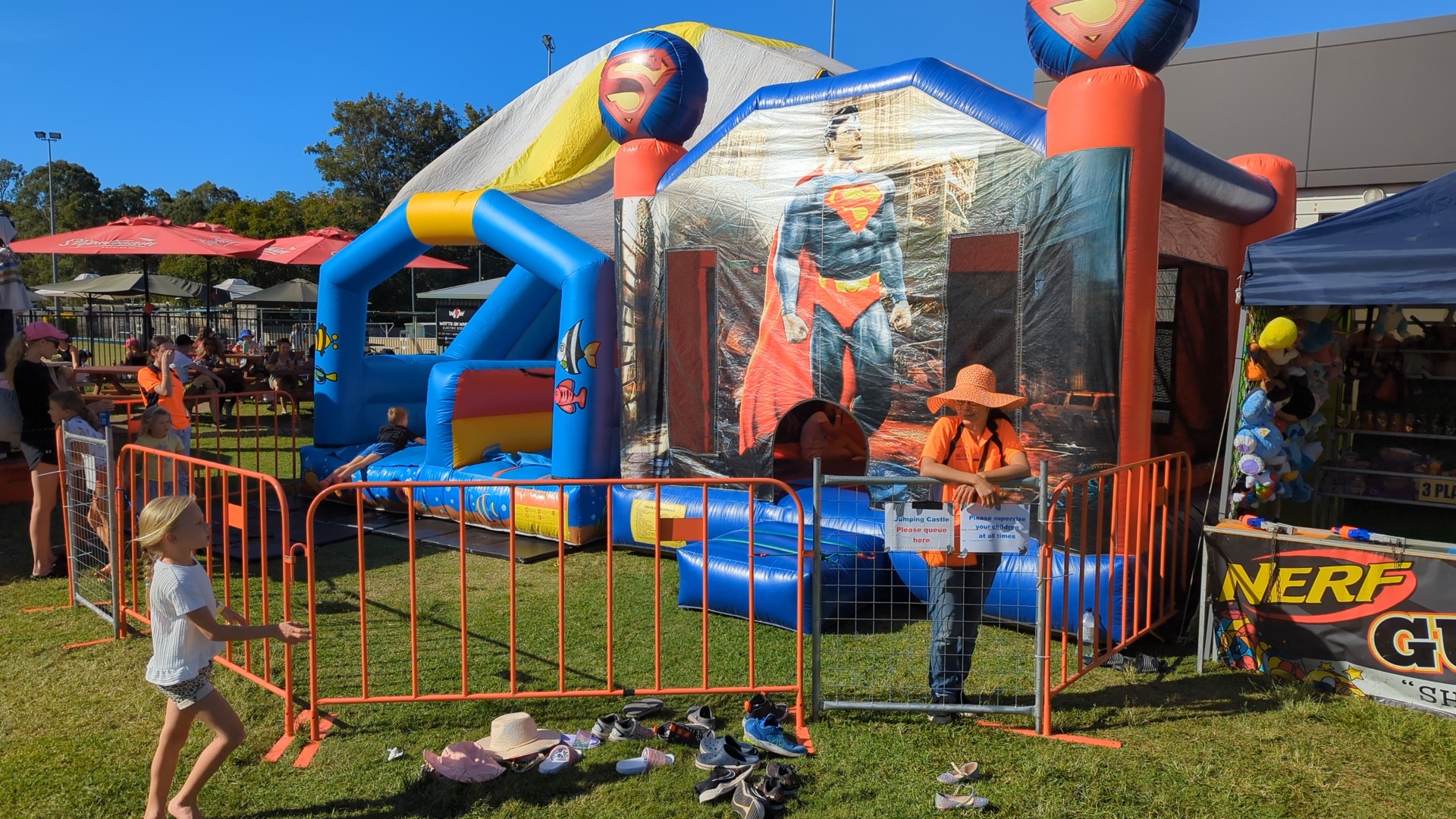 Superman jumping castle